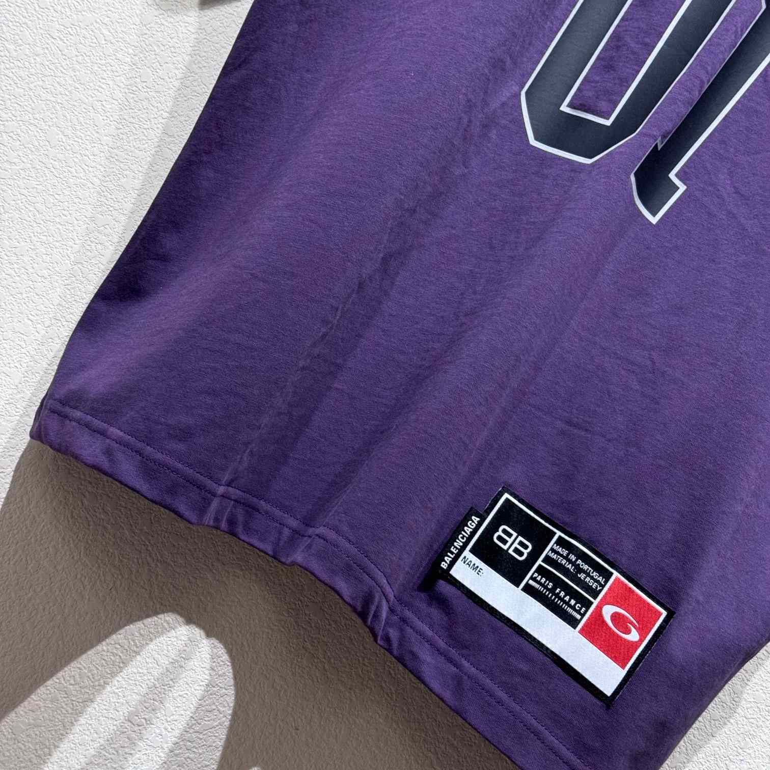 Balenciaga Basketball Series - Oversized T-Shirt In Deep Purple Vintage Jersey - FashionPlug