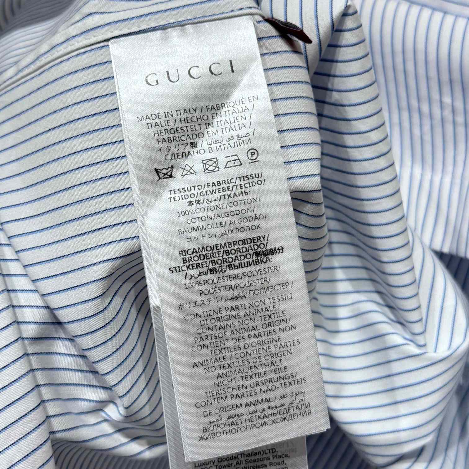 Gucci Embroidered Striped Cotton Shirt - FashionPlug