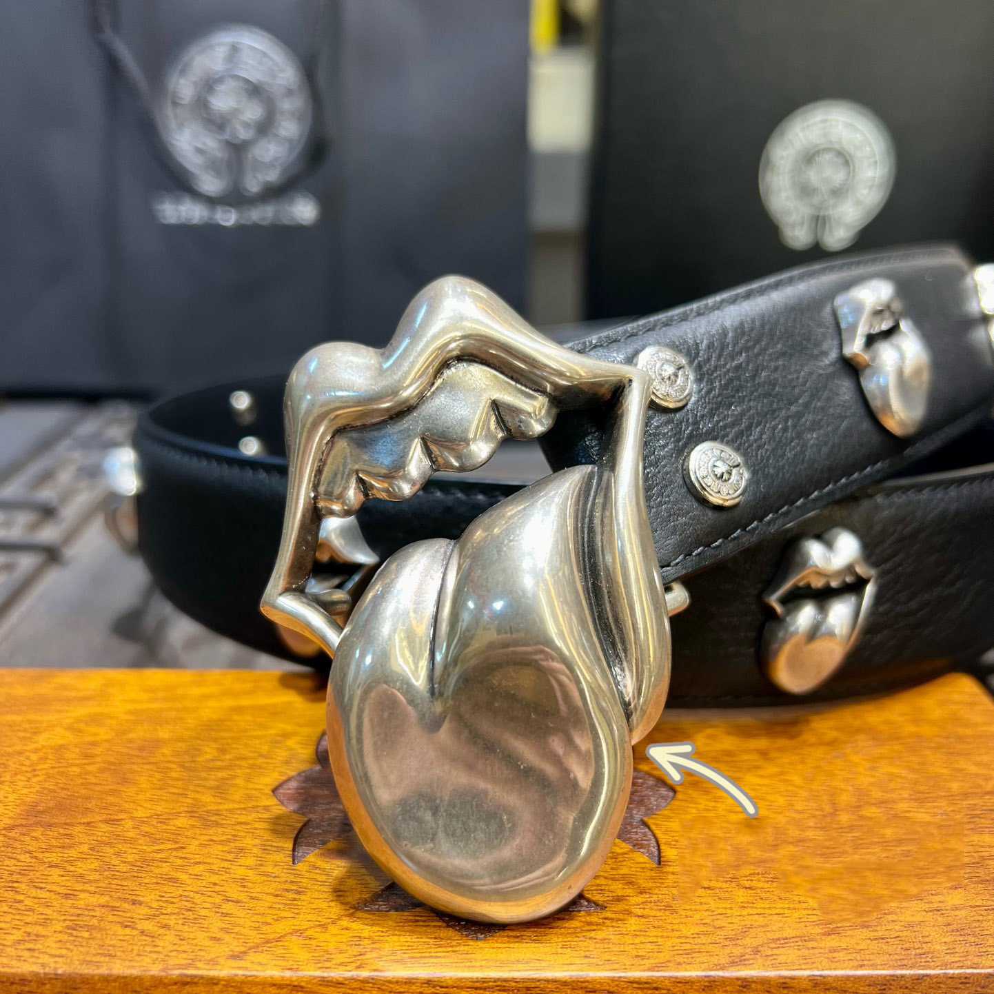 Chrome Hearts Rolling Stones Studded Belt & Buckle - FashionPlug