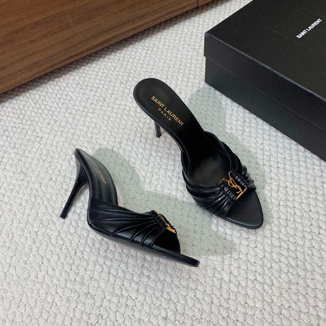 Saint Laurent Babylone Mules In Smooth Leather  - FashionPlug