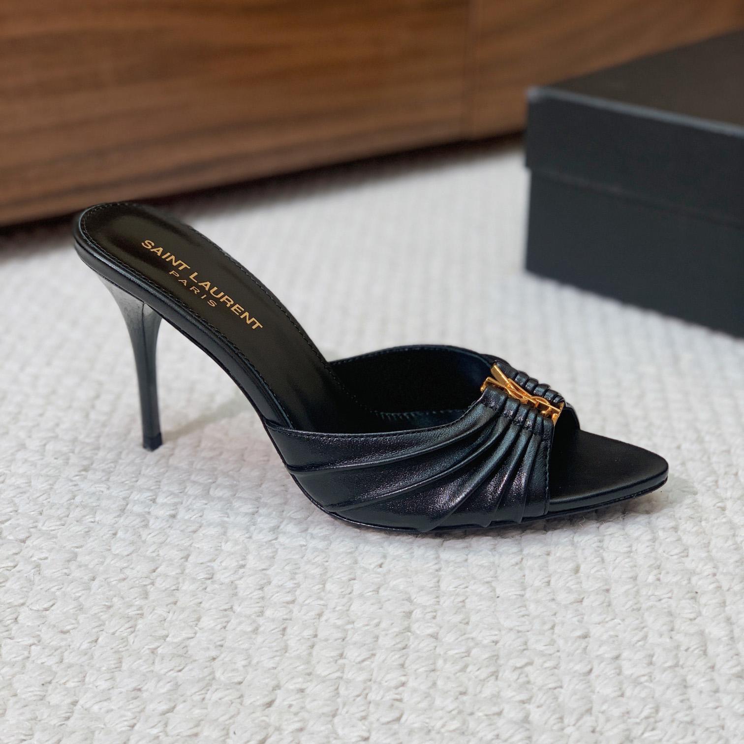 Saint Laurent Babylone Mules In Smooth Leather  - FashionPlug