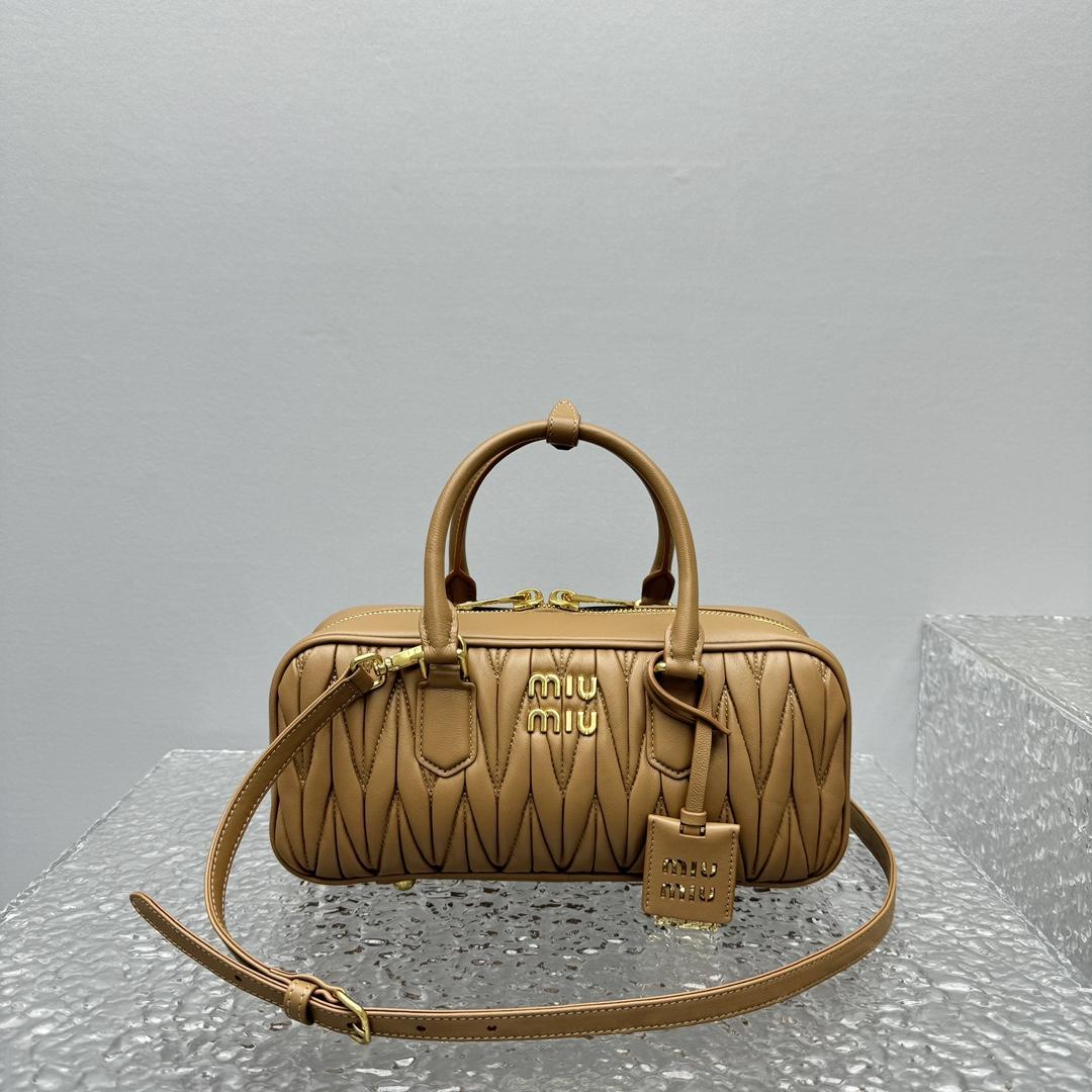 Miu Miu Arcadie Matelassé Nappa Leather Bag   27-12-9cm - FashionPlug