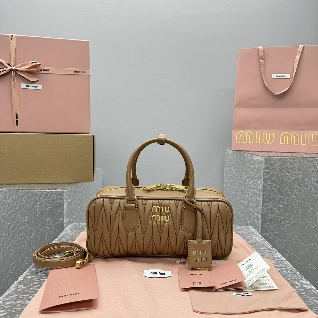 Miu Miu Arcadie Matelassé Nappa Leather Bag   27-12-9cm - FashionPlug