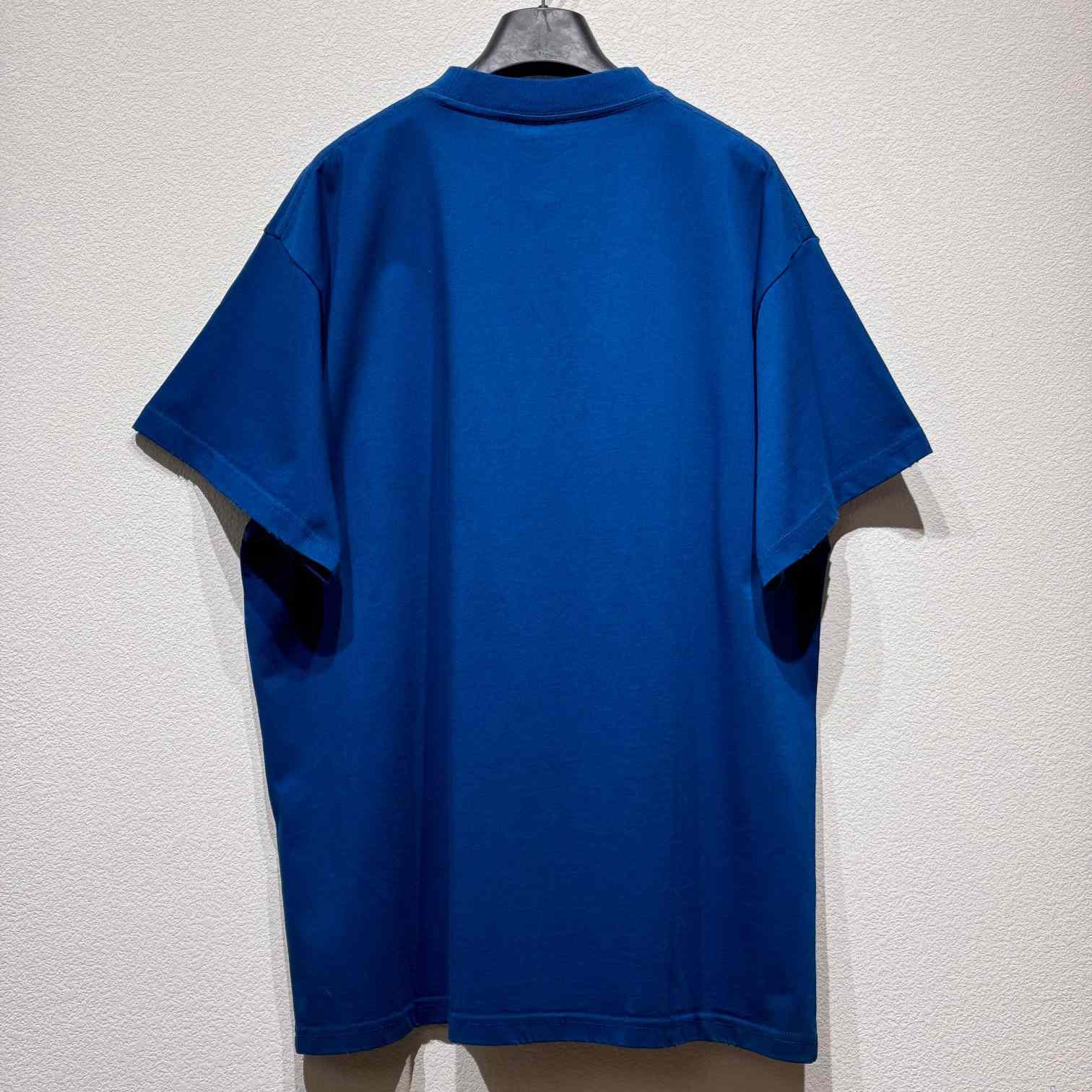 Balenciaga PP Krit Oversized T-Shirt In Dark Blue Dry Jersey - FashionPlug