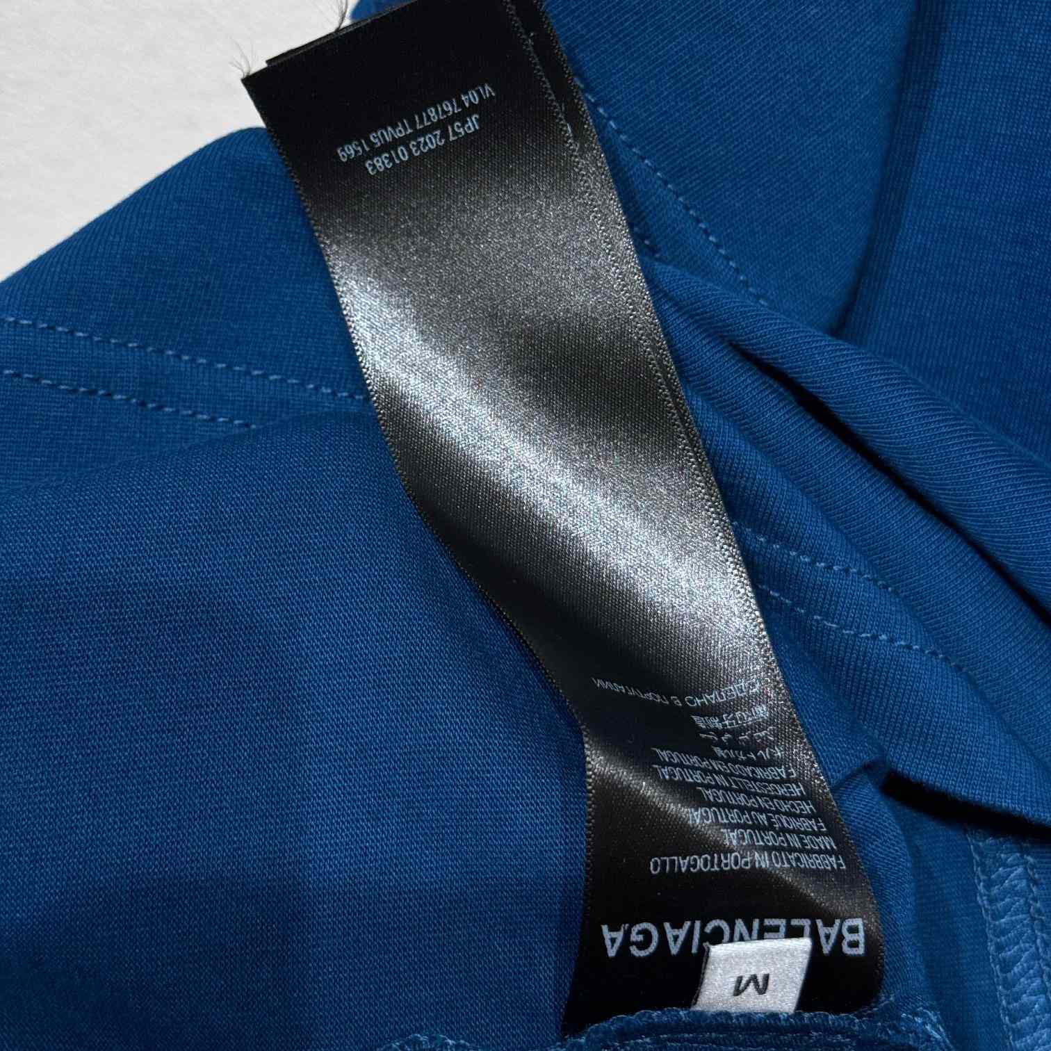 Balenciaga PP Krit Oversized T-Shirt In Dark Blue Dry Jersey - FashionPlug