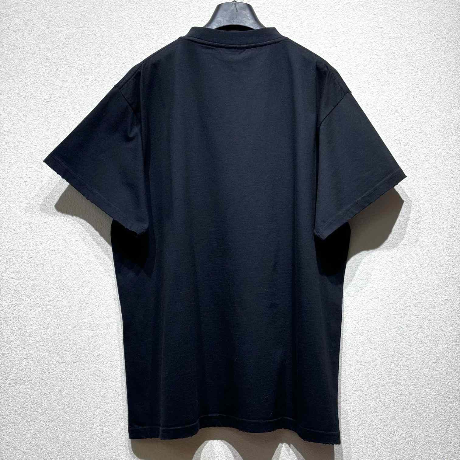 Balenciaga Michelle Boxy T-Shirt In faded Washed Black Dry Jersey - FashionPlug