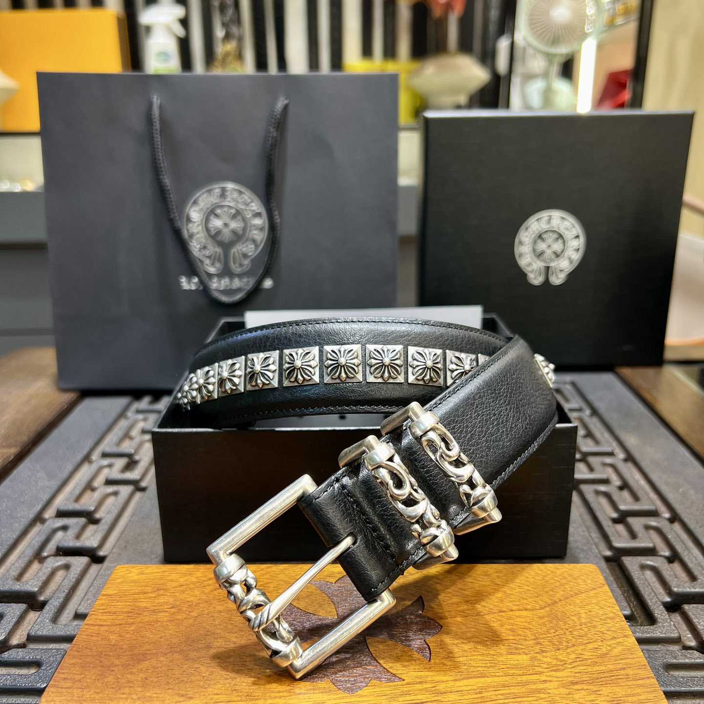 Chrome Hearts Retro Punk Rock Genuine Leather Belt   38MM - FashionPlug