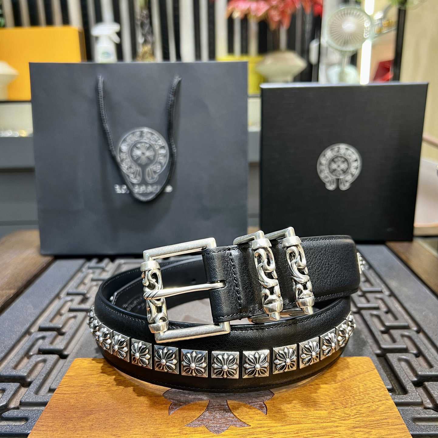Chrome Hearts Retro Punk Rock Genuine Leather Belt   38MM - FashionPlug