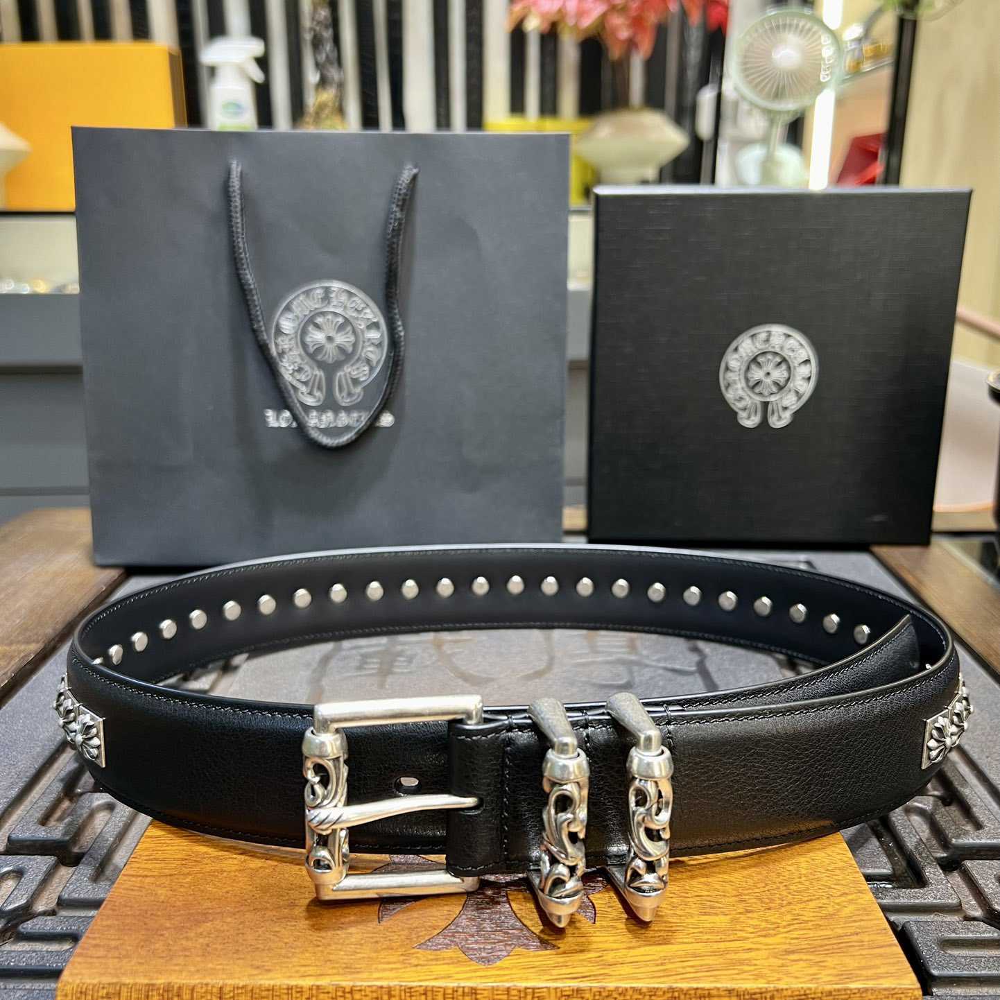 Chrome Hearts Retro Punk Rock Genuine Leather Belt   38MM - FashionPlug