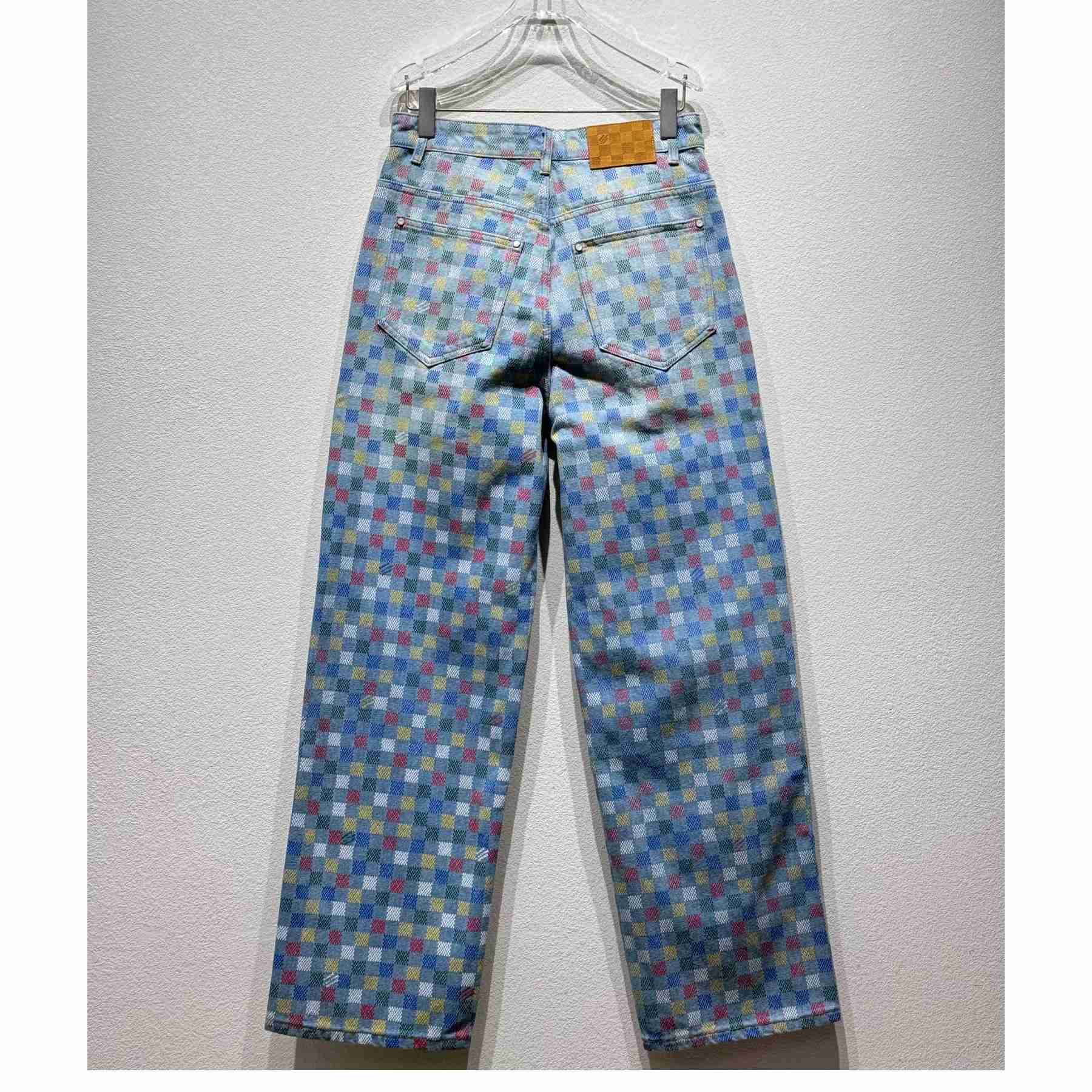 Louis Vuitton Damier Denim Wide-Leg Pants  1AHBMK - FashionPlug