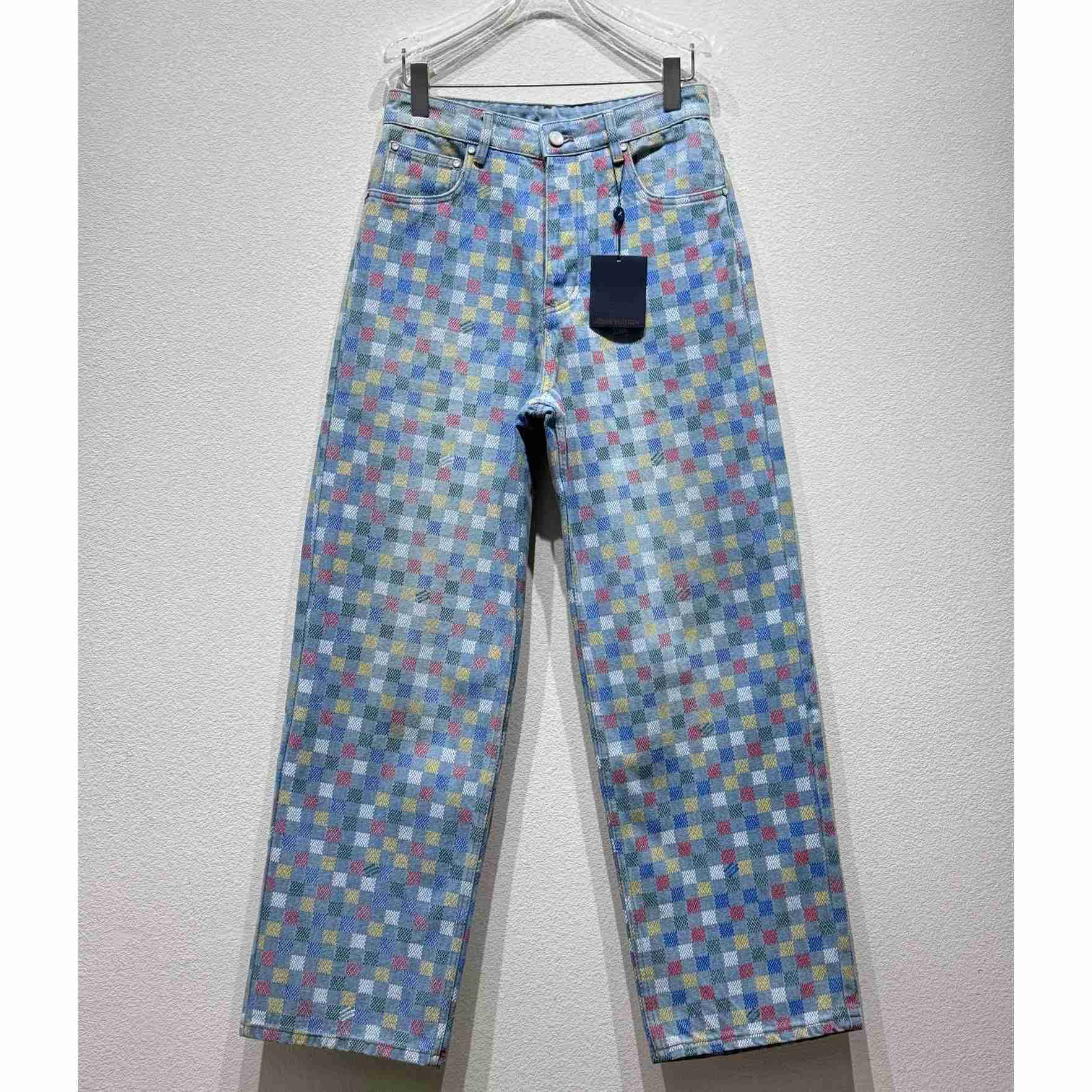 Louis Vuitton Damier Denim Wide-Leg Pants  1AHBMK - FashionPlug