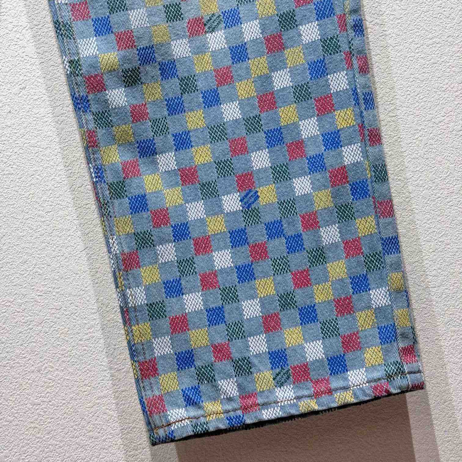 Louis Vuitton Damier Denim Wide-Leg Pants  1AHBMK - FashionPlug
