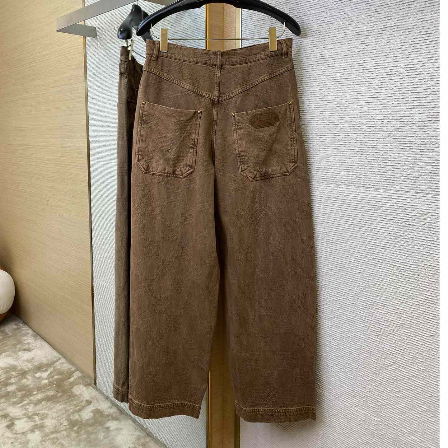 Louis Vuitton Brown Wash Effect Straight Leg Pants - FashionPlug