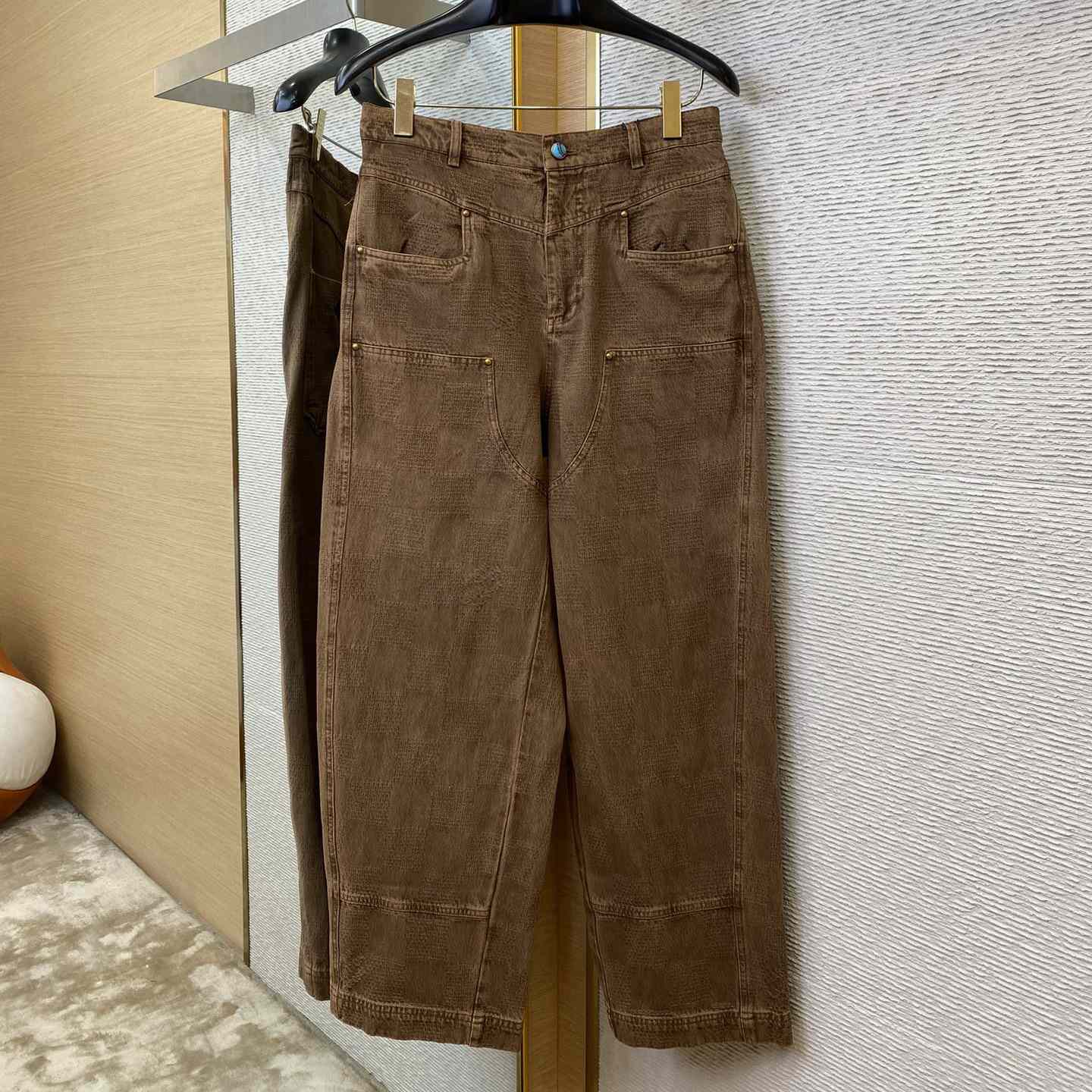 Louis Vuitton Brown Wash Effect Straight Leg Pants - FashionPlug