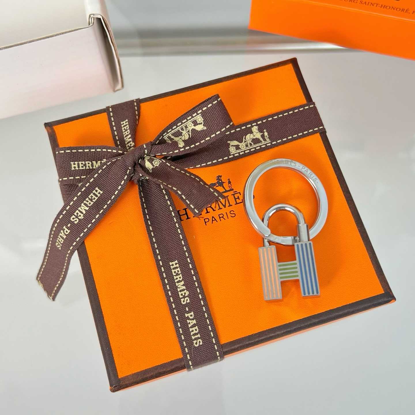 Hermes Cadenas Quizz Rainbow Key Ring - FashionPlug