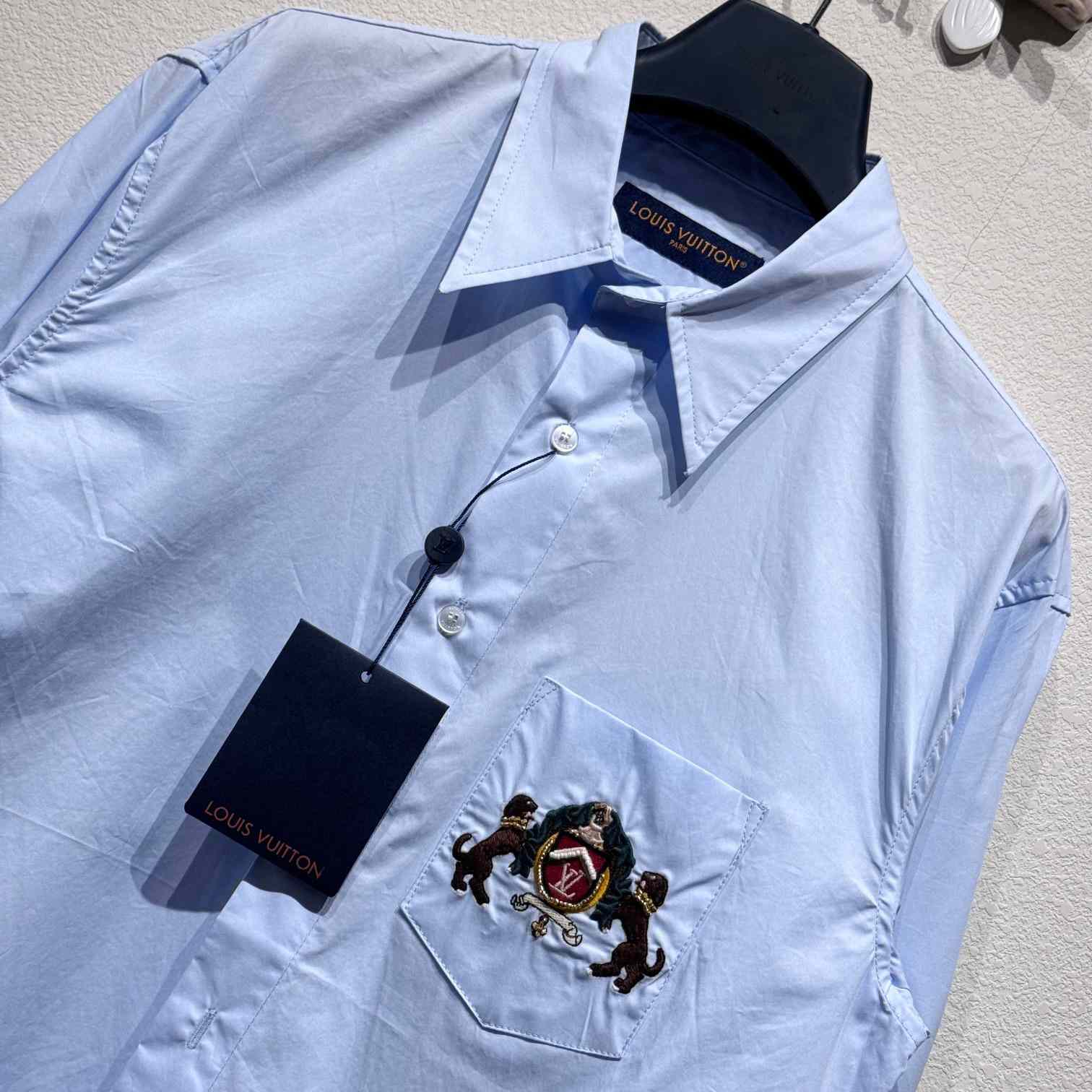 Louis Vuitton Embroidered Long-Sleeved Cotton Shirt   1AGJNG - FashionPlug