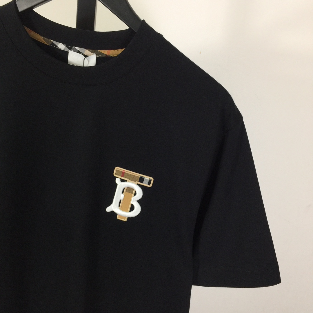 Burberry Embroidered TB Lettering Cotton T-shirt - FashionPlug