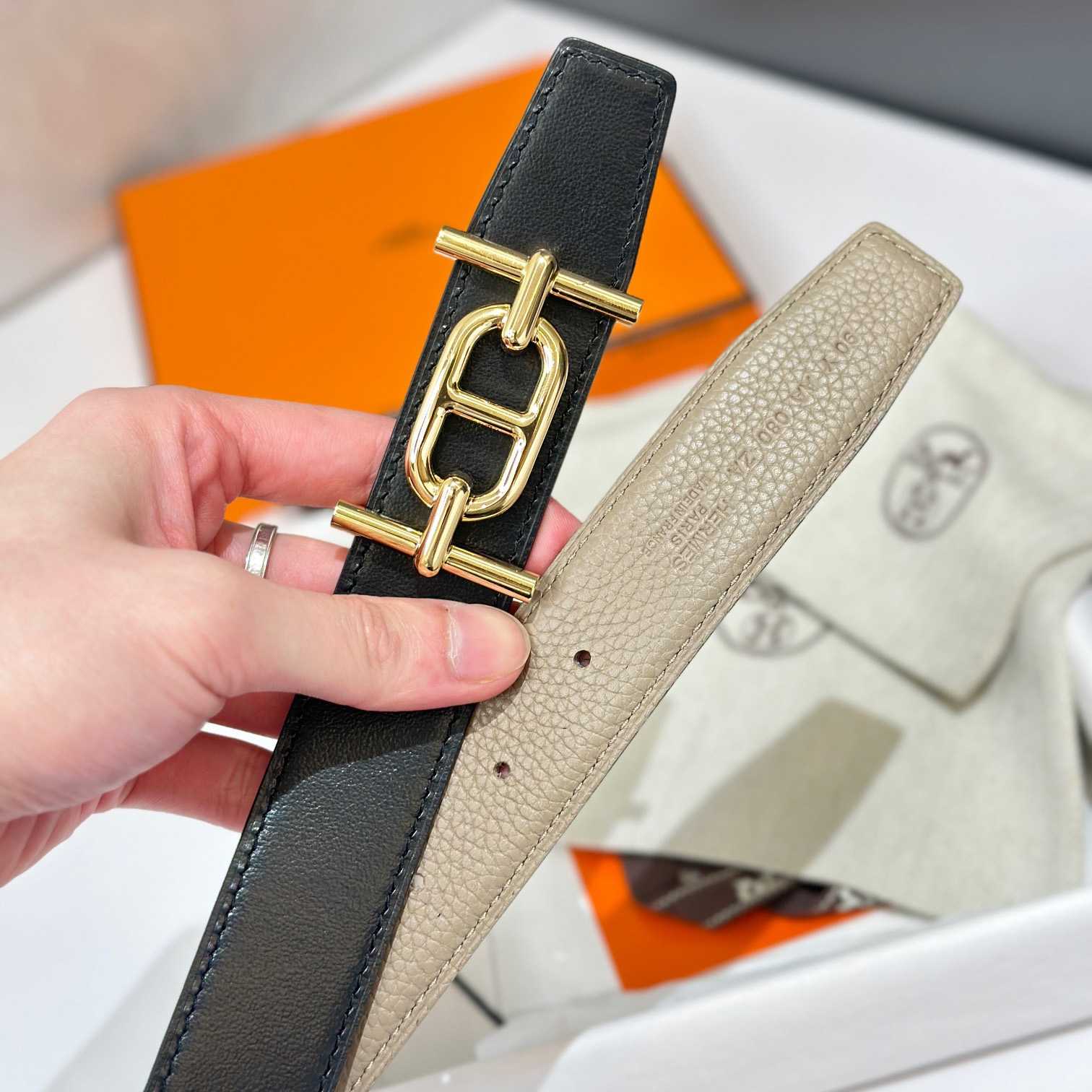 Hermes Ancre Buckle & Reversible Leather Strap 32mm - FashionPlug