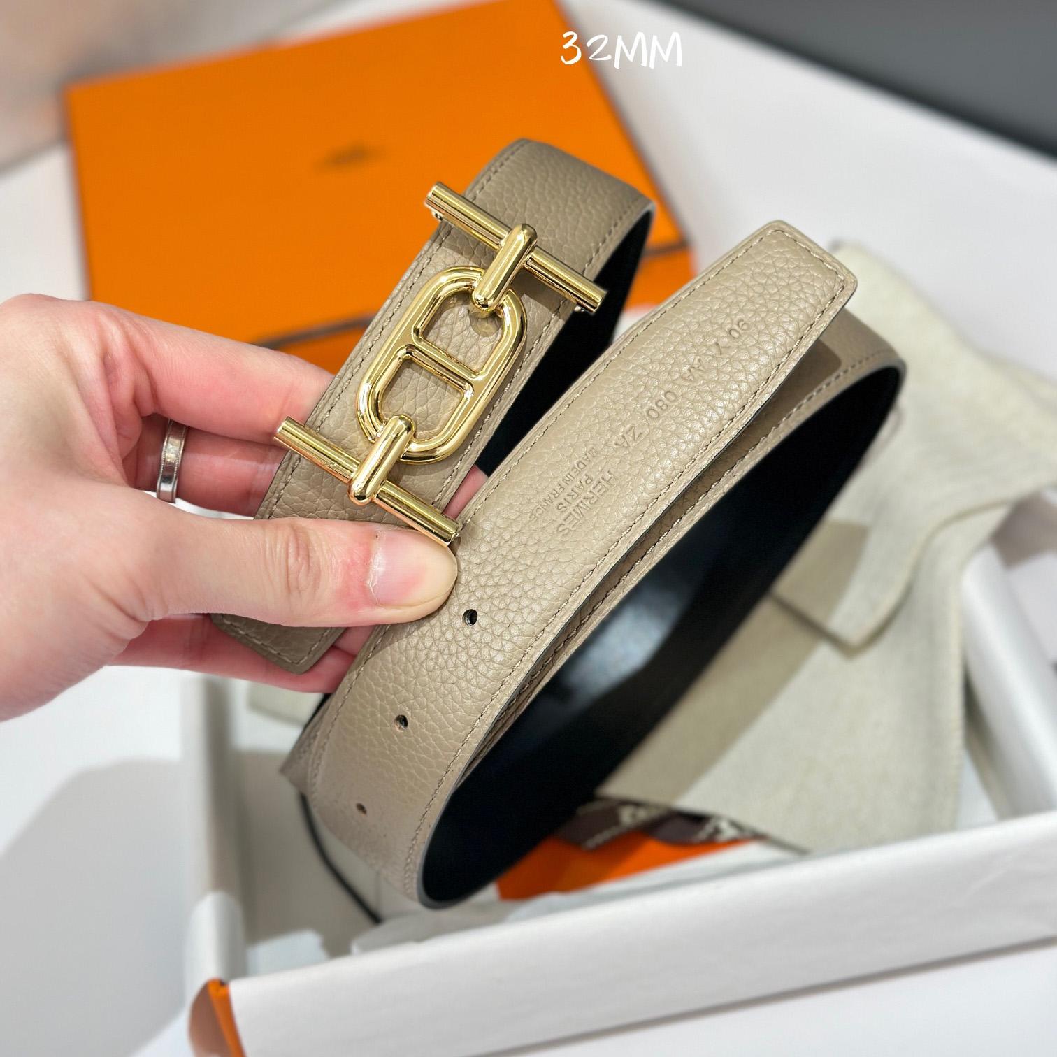 Hermes Ancre Buckle & Reversible Leather Strap 32mm - FashionPlug