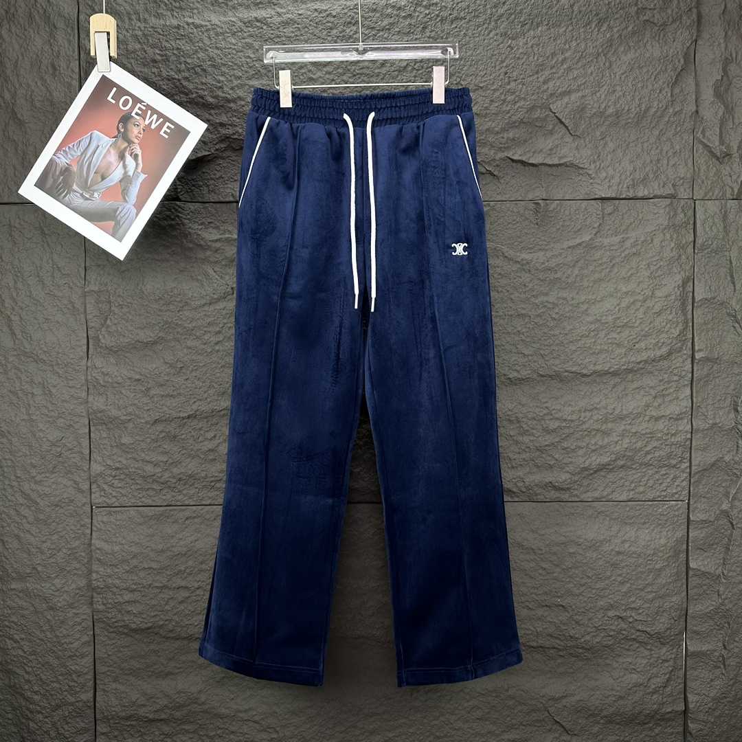 Celine Straight-Leg Logo-Embroidered Cotton-Blend Velour Track Pants - FashionPlug