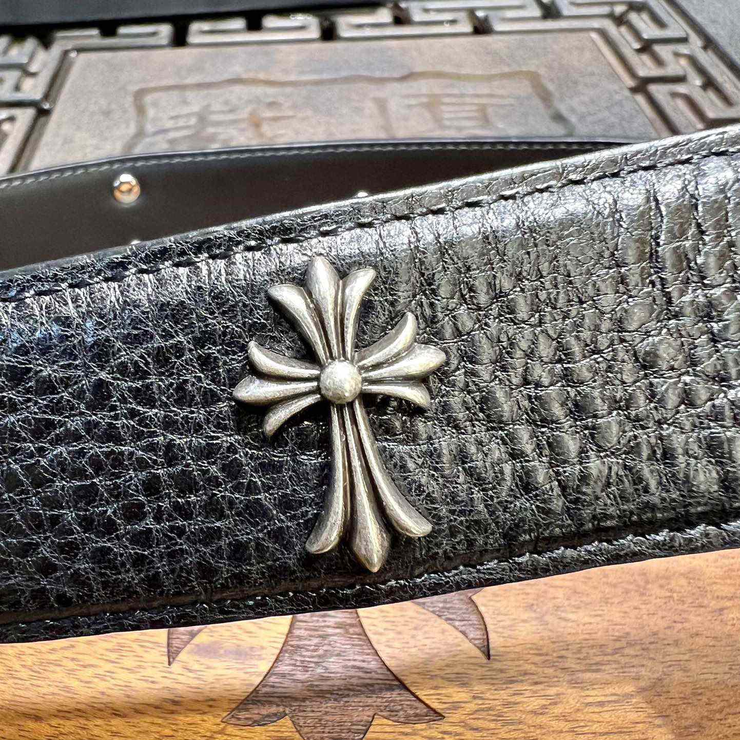 Chrome Hearts Retro Punk Rock Genuine Leather Belt   38MM - FashionPlug