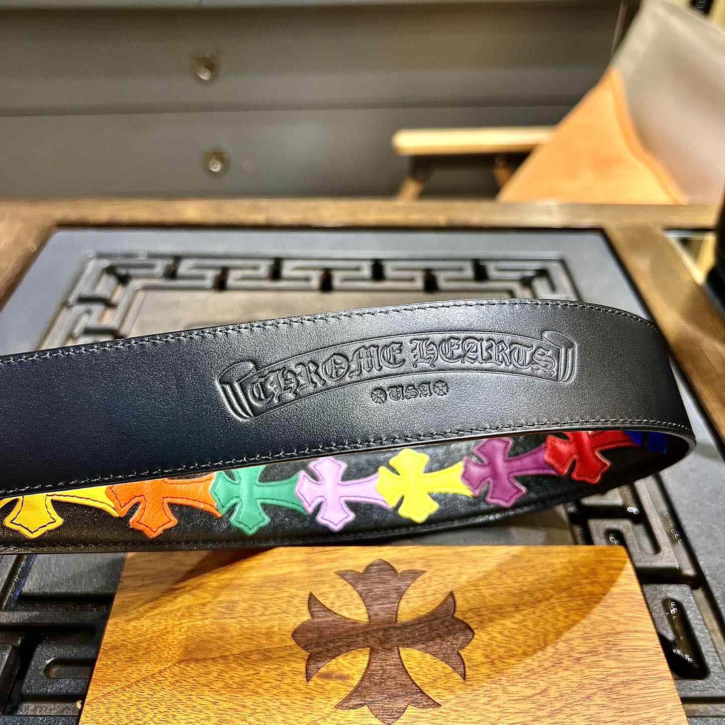 Chrome Hearts Colorful Cross Stitch CH Crochet Belt - FashionPlug