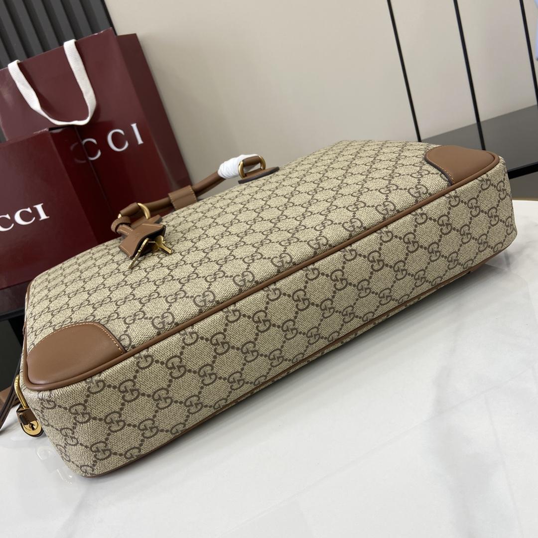 Gucci GG Emblem Medium Briefcase - FashionPlug