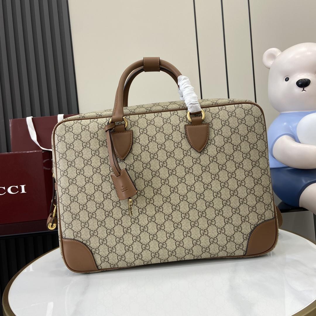Gucci GG Emblem Medium Briefcase - FashionPlug