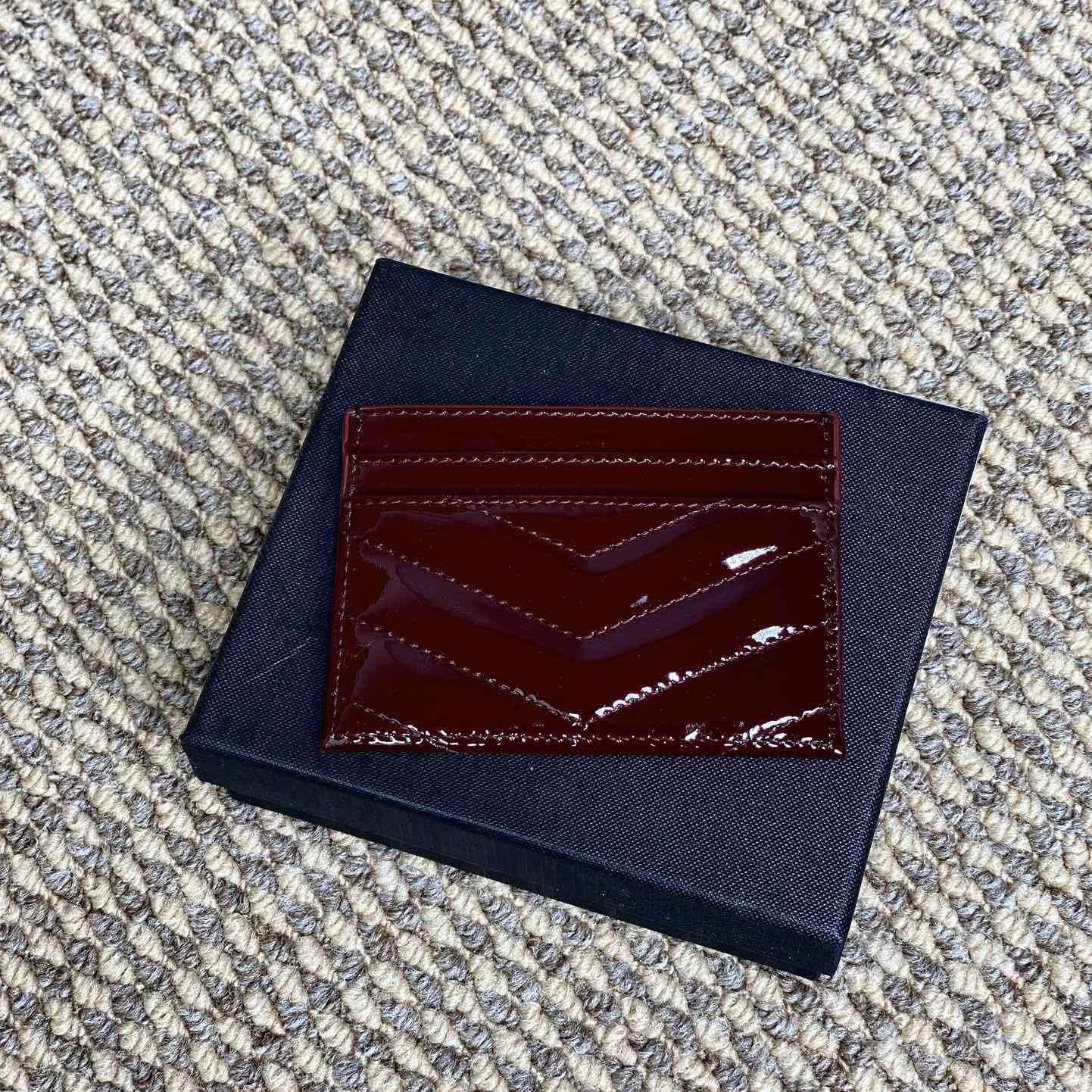 Saint Laurent Cassandre Matelasse Card Case In Patent Leather - FashionPlug