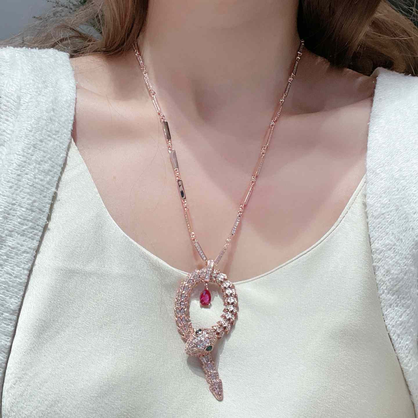 Bvlgari Diamond Snake Necklace - FashionPlug