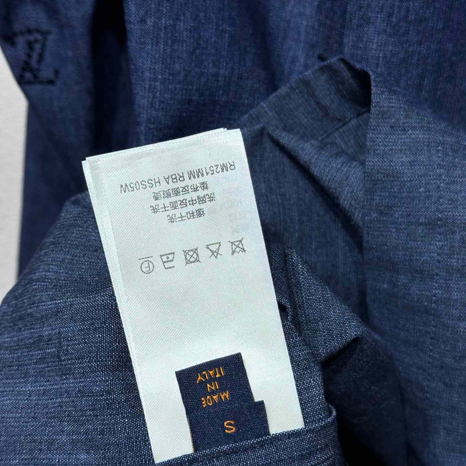Louis Vuitton LV Blason Embellished Denim Pajama Shirt   1AGJMI - FashionPlug