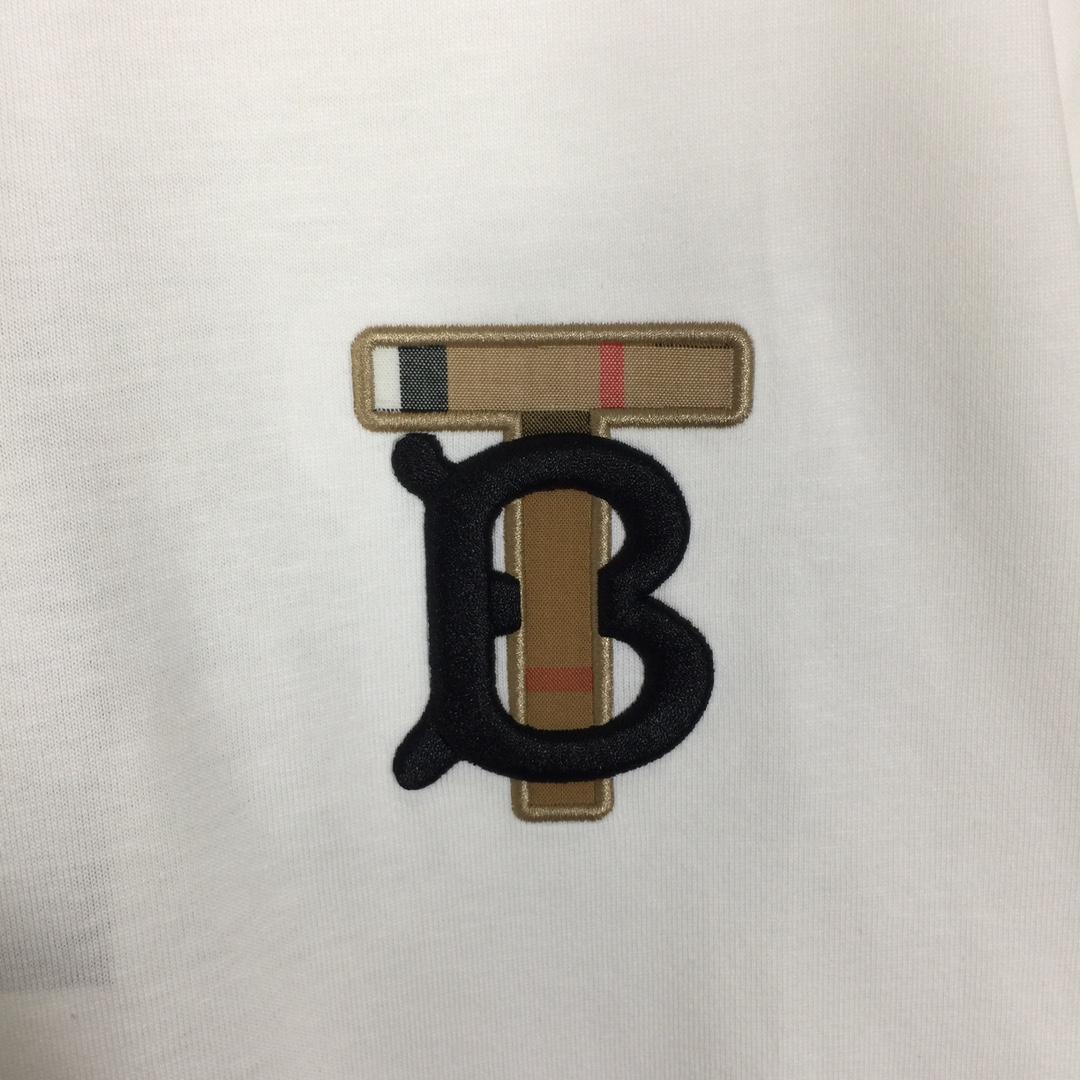 Burberry Embroidered TB Lettering Cotton T-shirt - FashionPlug
