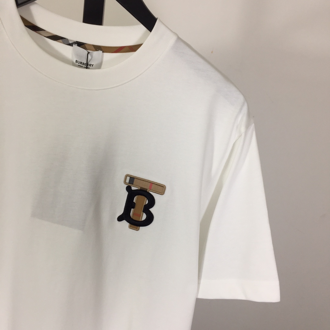 Burberry Embroidered TB Lettering Cotton T-shirt - FashionPlug