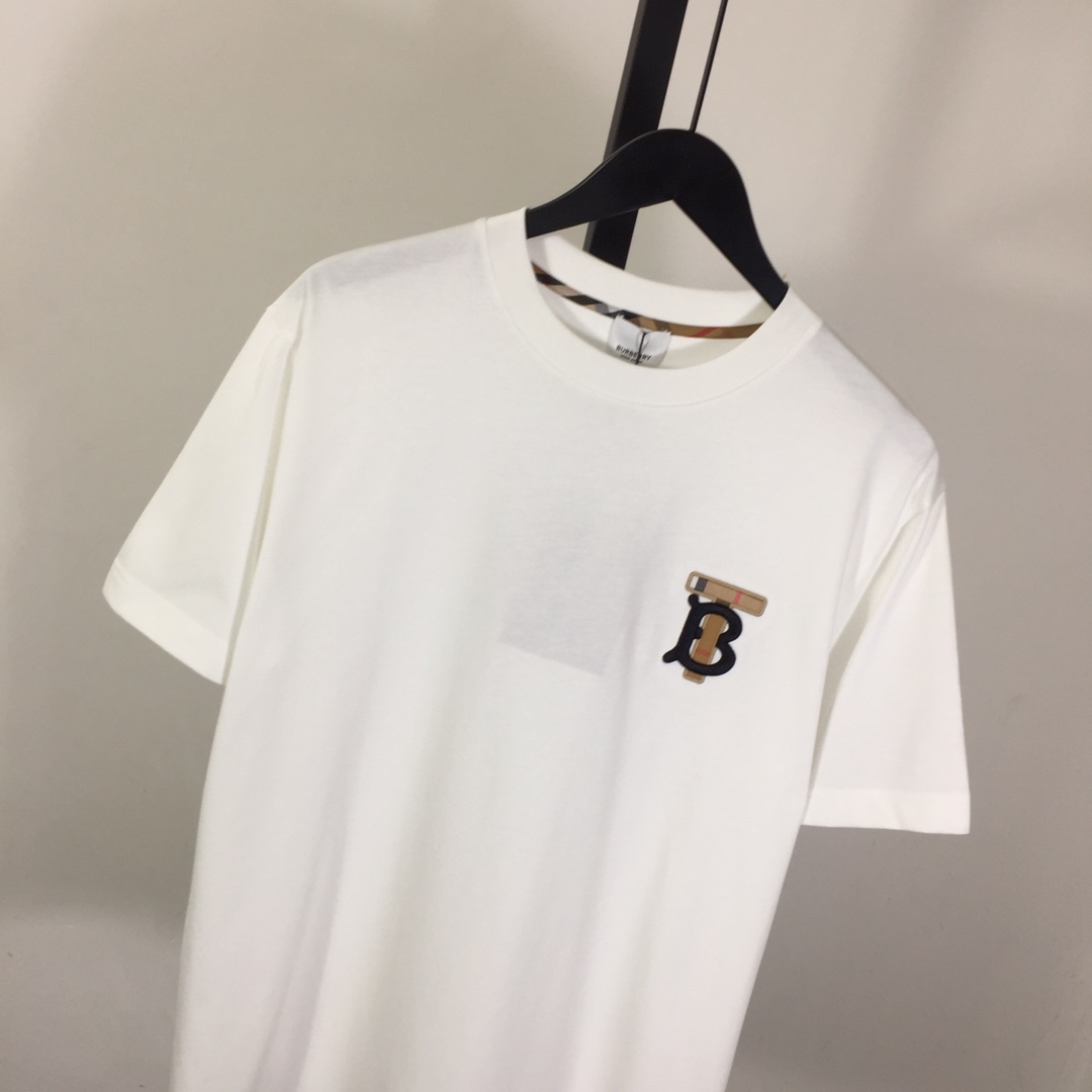 Burberry Embroidered TB Lettering Cotton T-shirt - FashionPlug