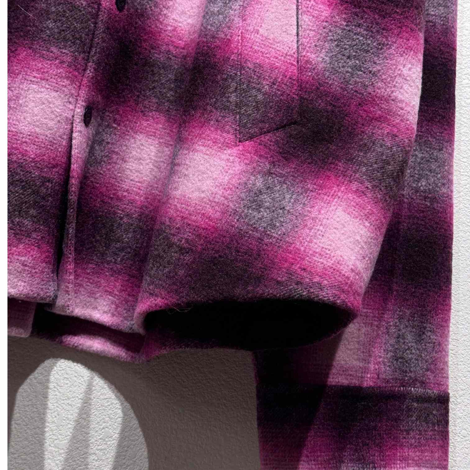 Balenciaga Padded Shirt In Pink And Black Check Flannel - FashionPlug