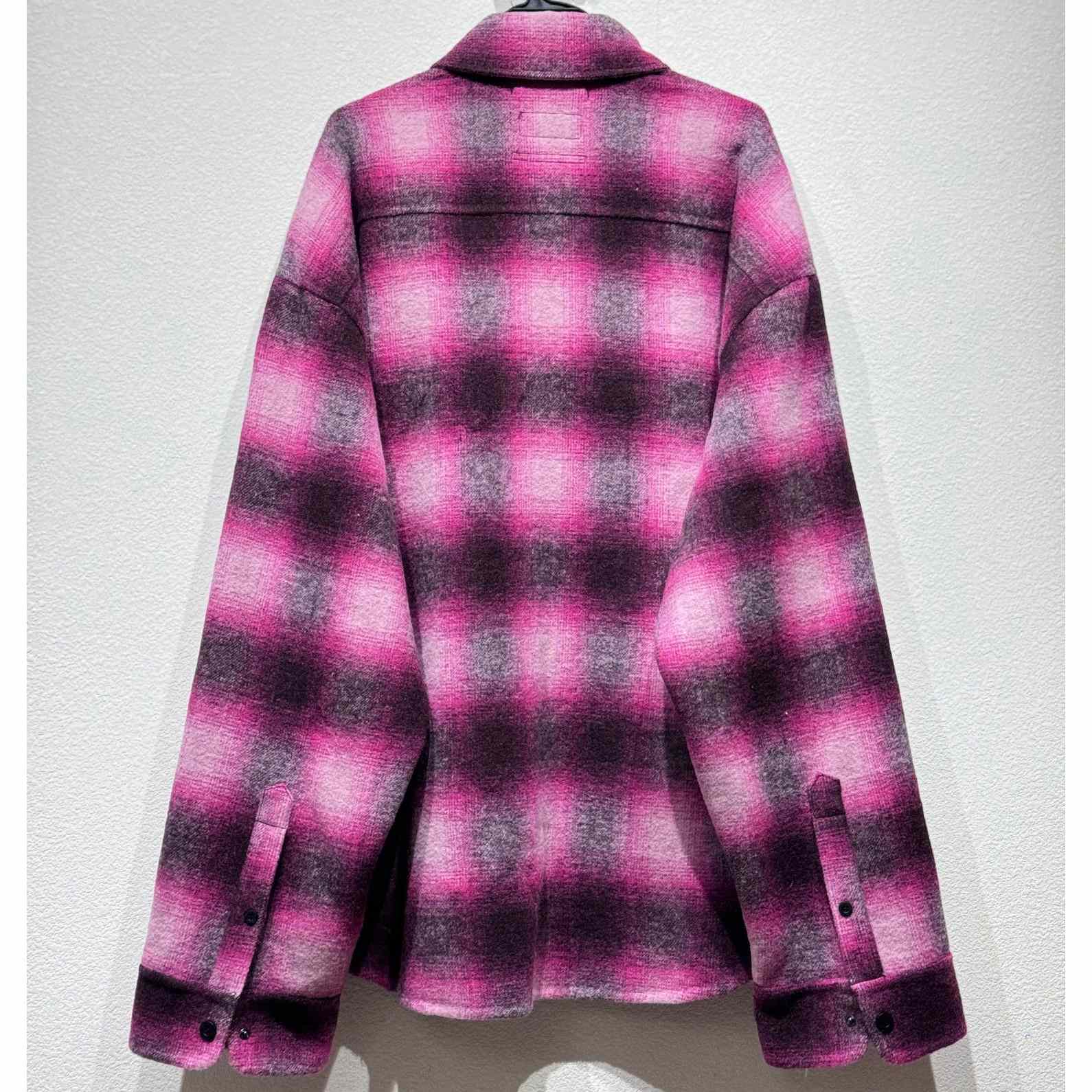 Balenciaga Padded Shirt In Pink And Black Check Flannel - FashionPlug