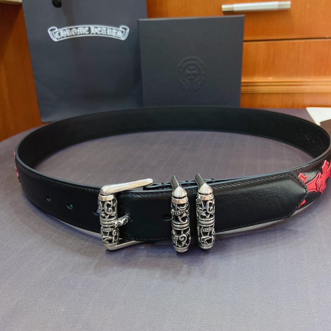 Chrome Hearts Leather Belt   38MM - FashionPlug