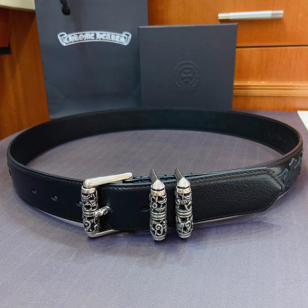 Chrome Hearts Leather Belt   38MM - FashionPlug