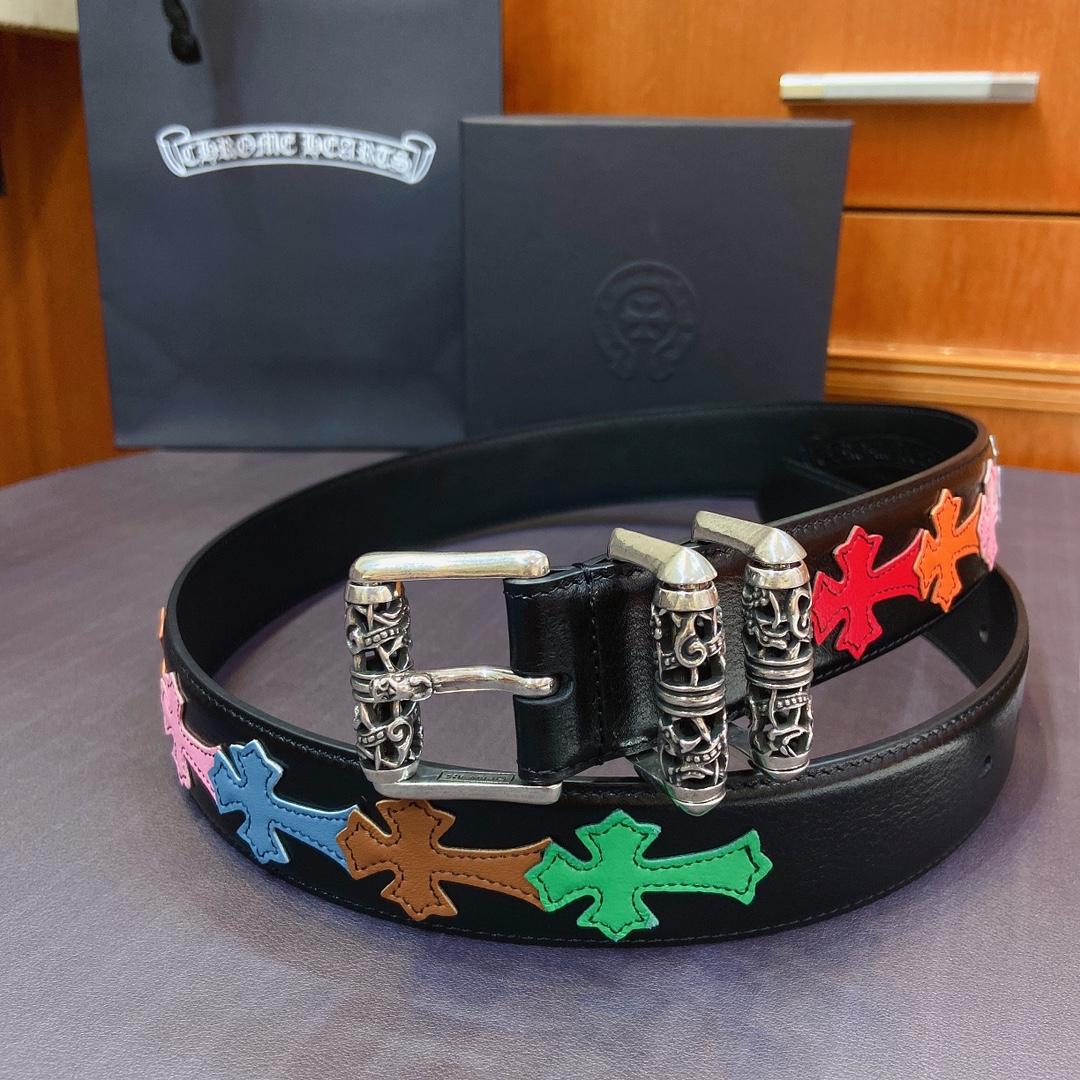 Chrome Hearts Leather Belt   38MM - FashionPlug