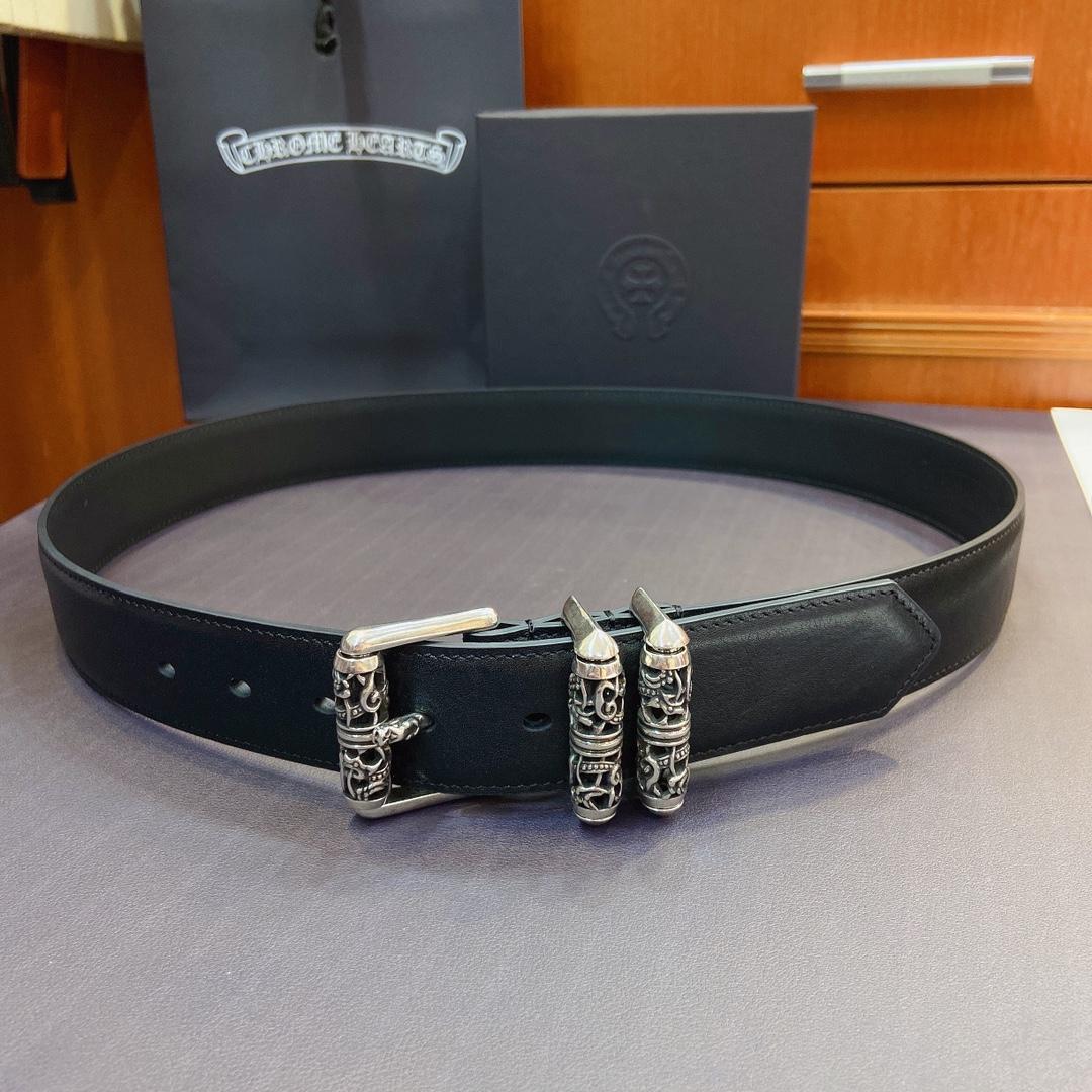 Chrome Hearts Leather Belt   38MM - FashionPlug