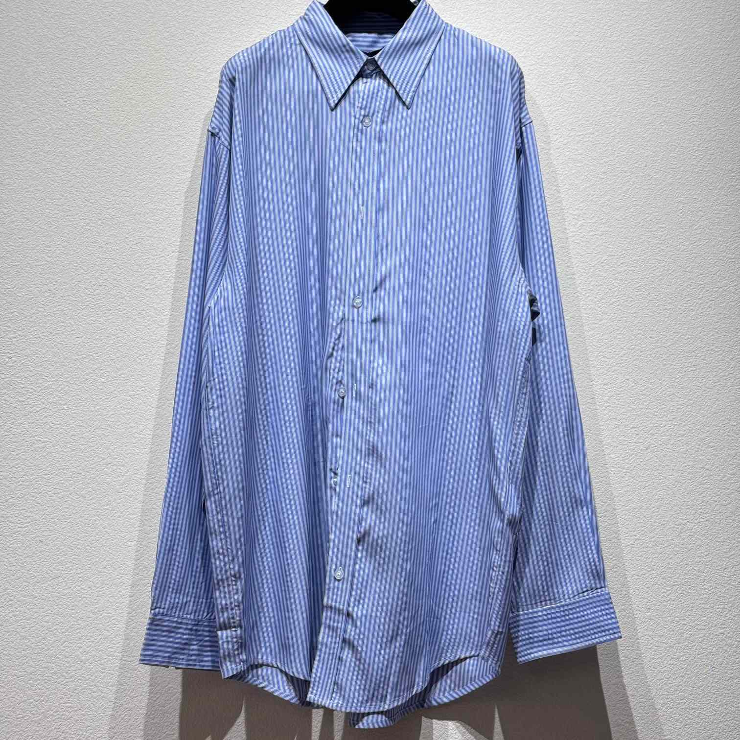 Balenciaga Fluid Shirt In Blue And White - FashionPlug