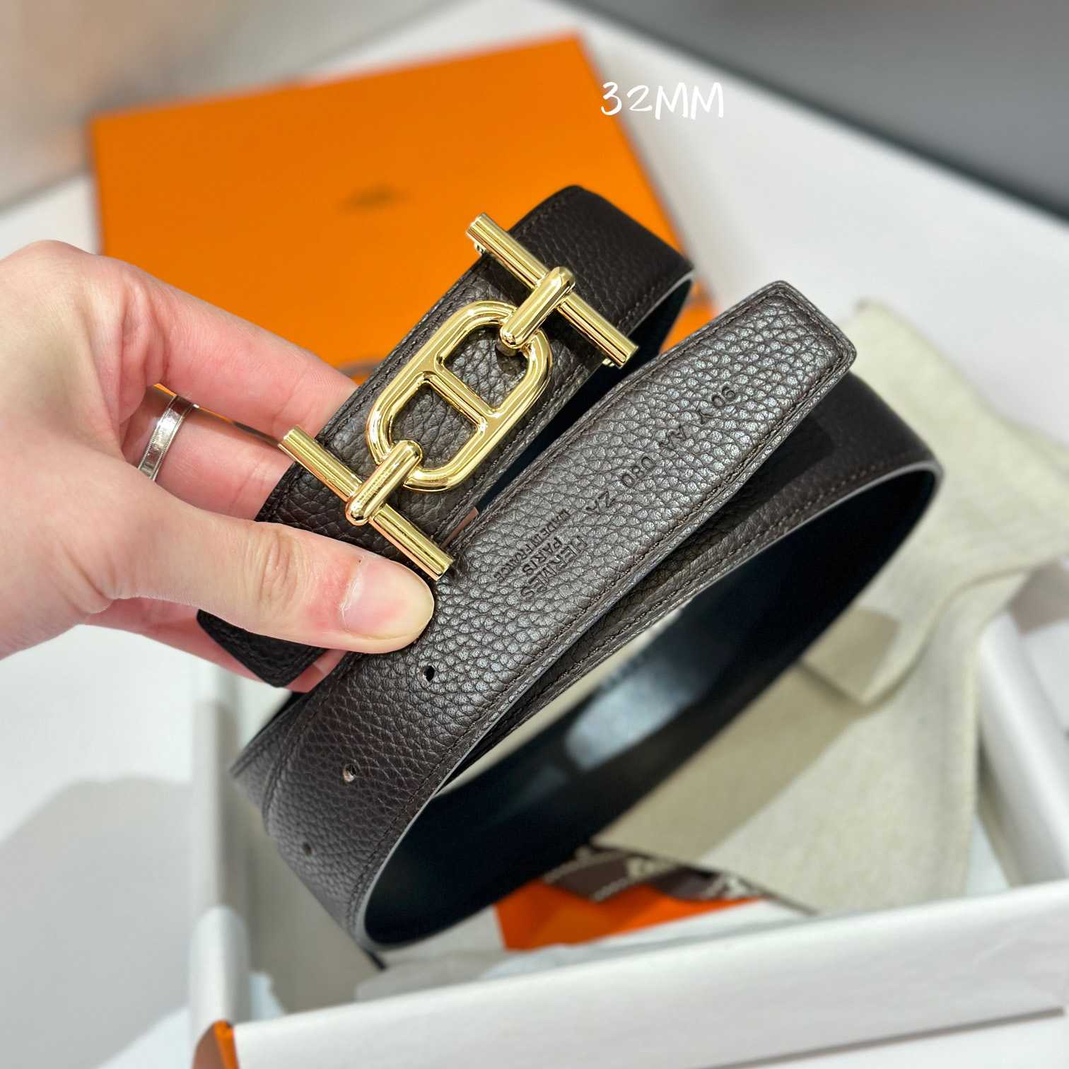 Hermes Ancre Buckle & Reversible Leather Strap 32mm - FashionPlug