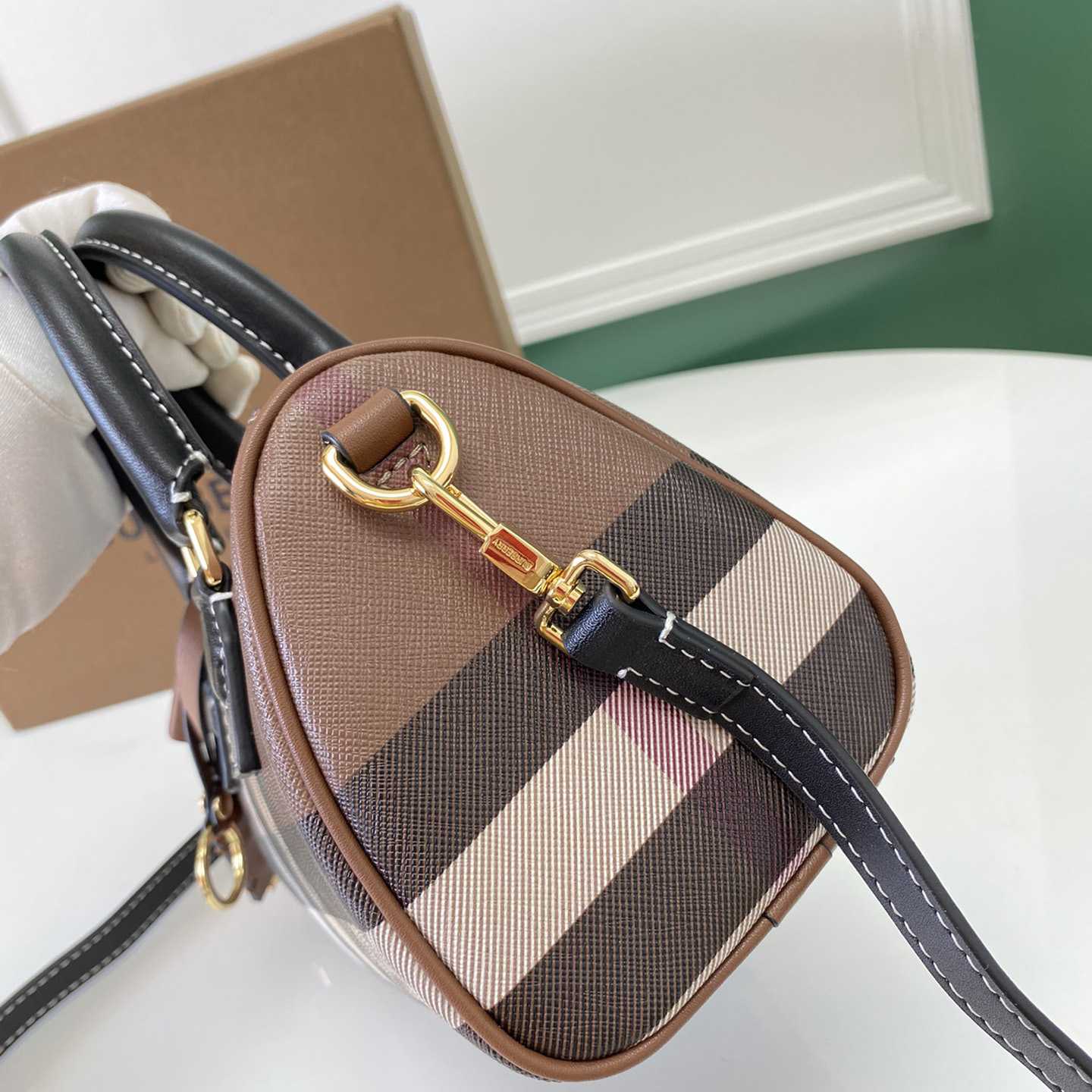 Burberry Mini Check Bowling Bag - FashionPlug