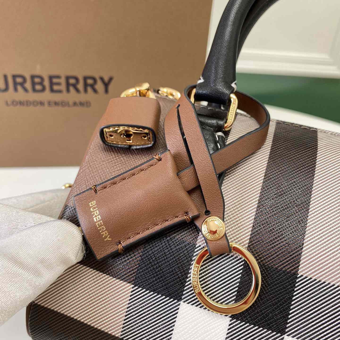 Burberry Mini Check Bowling Bag - FashionPlug