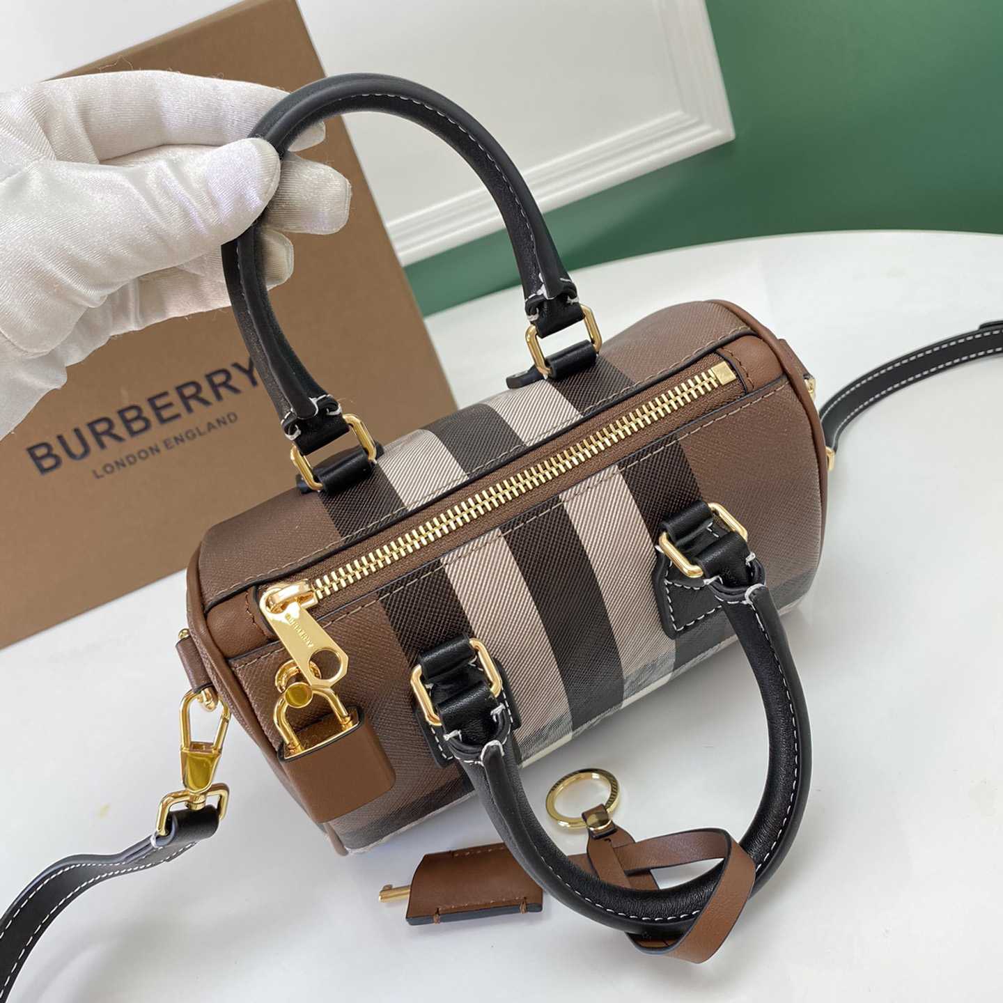 Burberry Mini Check Bowling Bag - FashionPlug
