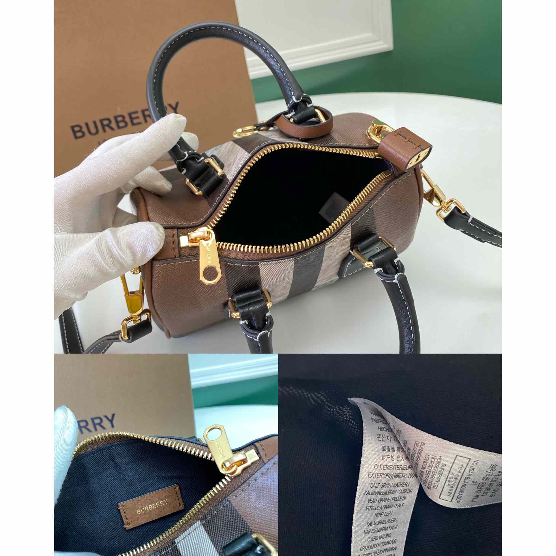 Burberry Mini Check Bowling Bag - FashionPlug