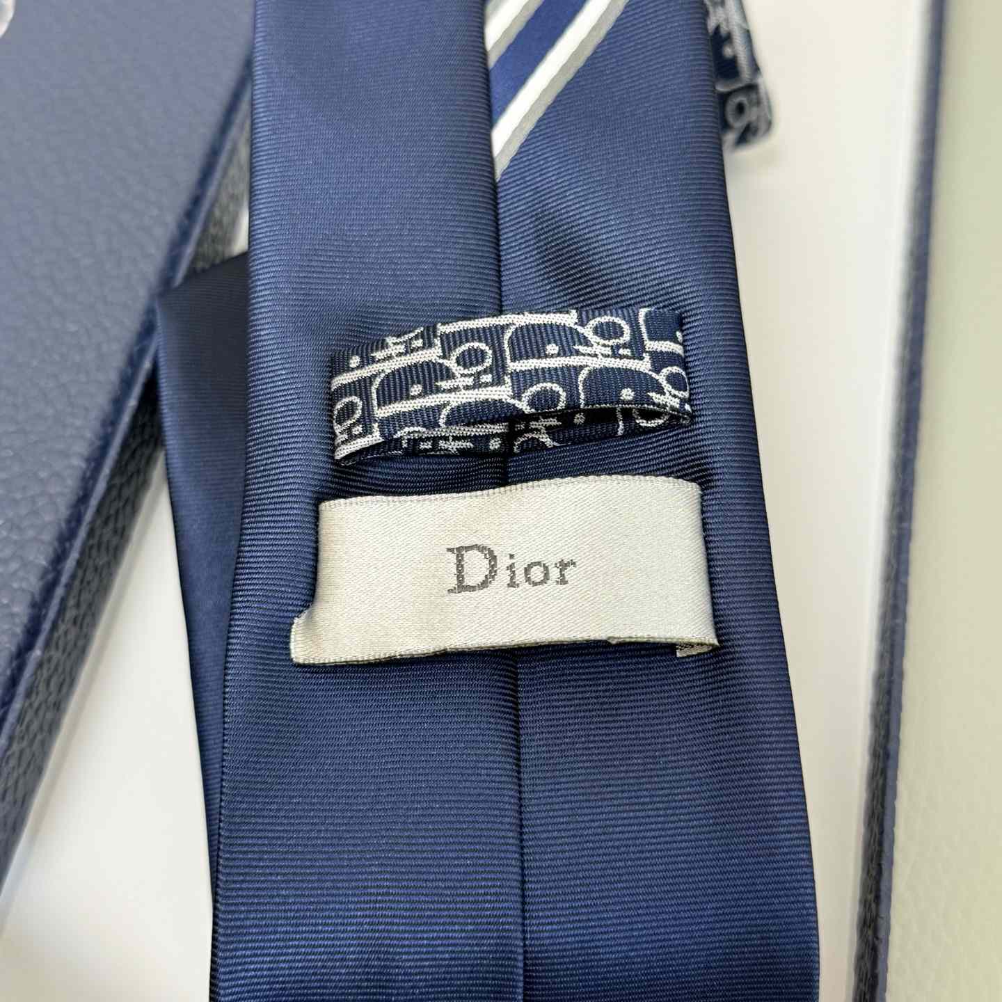 Dior Striped Dior Oblique Tie - FashionPlug