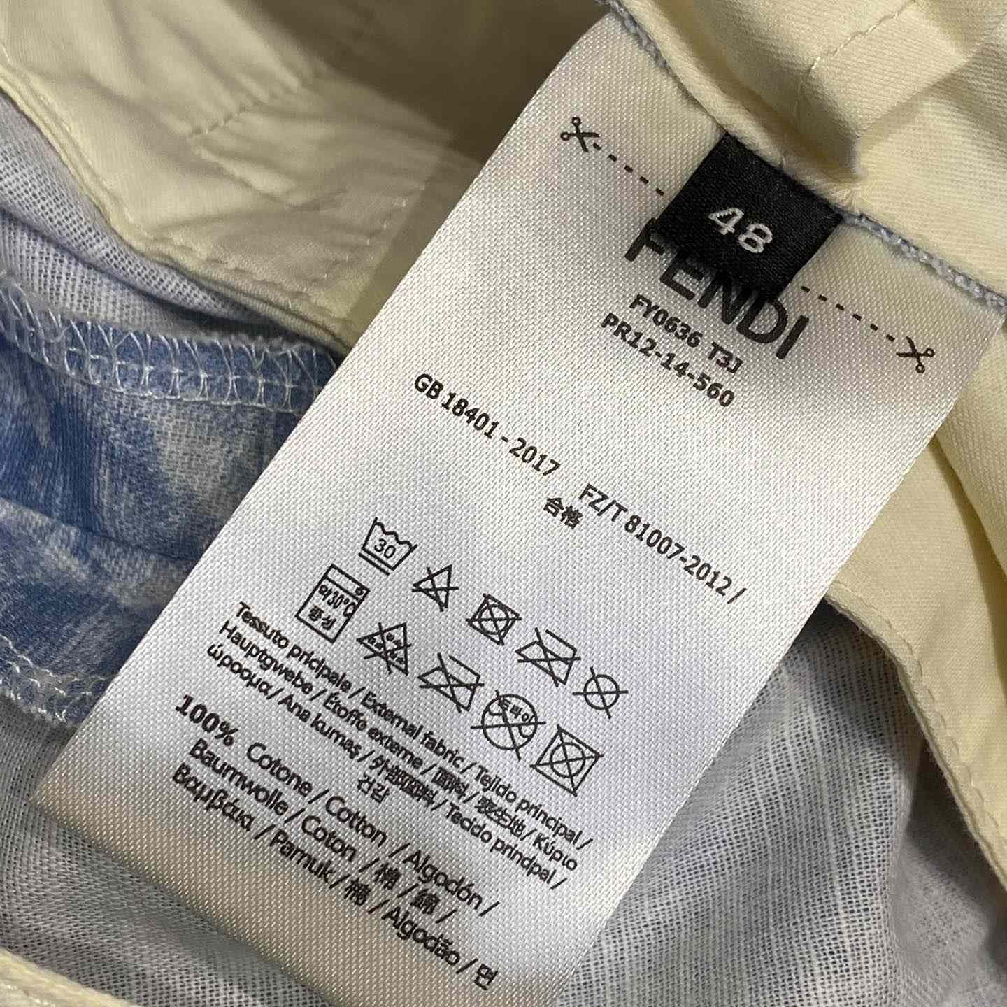 Fendi Blue FF Linen Shorts - FashionPlug