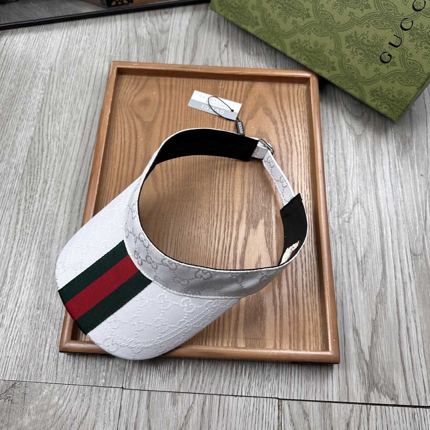 Gucci Original GG Canvas Visor With Web - FashionPlug