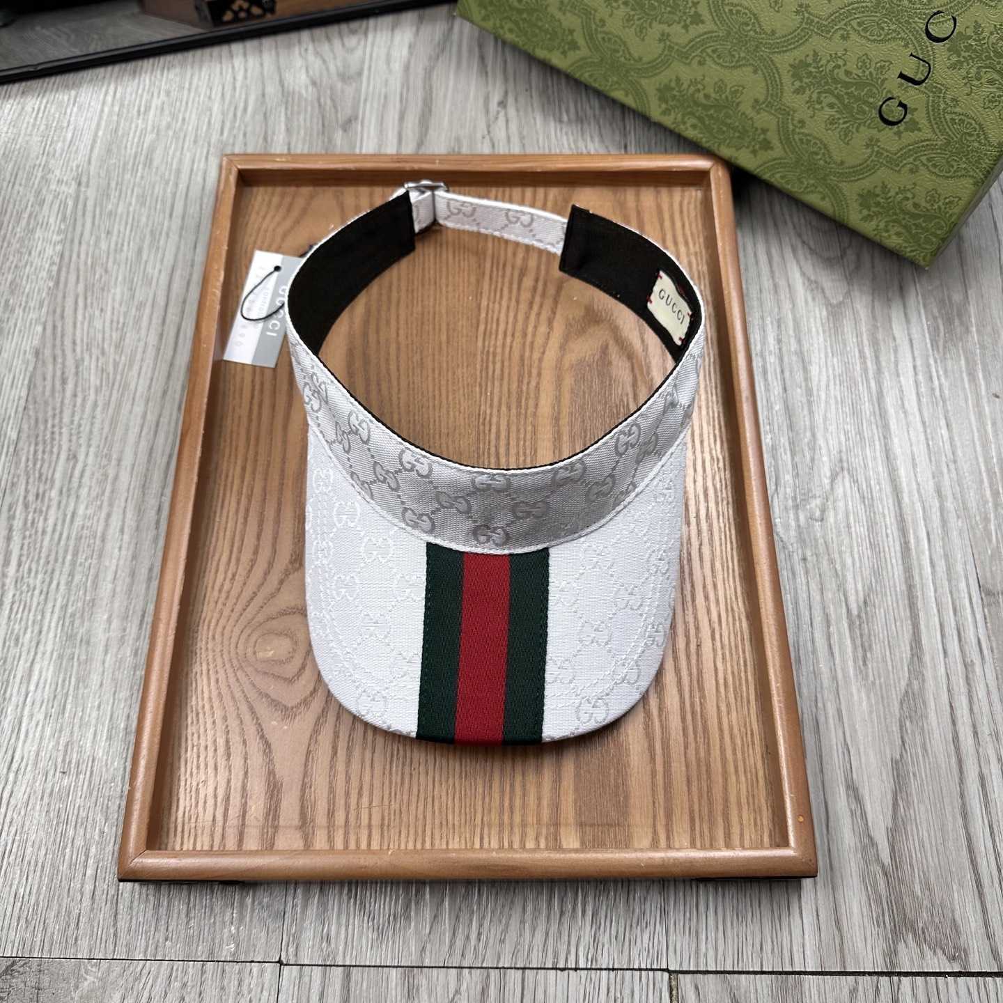 Gucci Original GG Canvas Visor With Web - FashionPlug